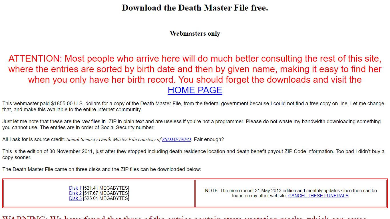 Download the Death Master File free - SSDMF